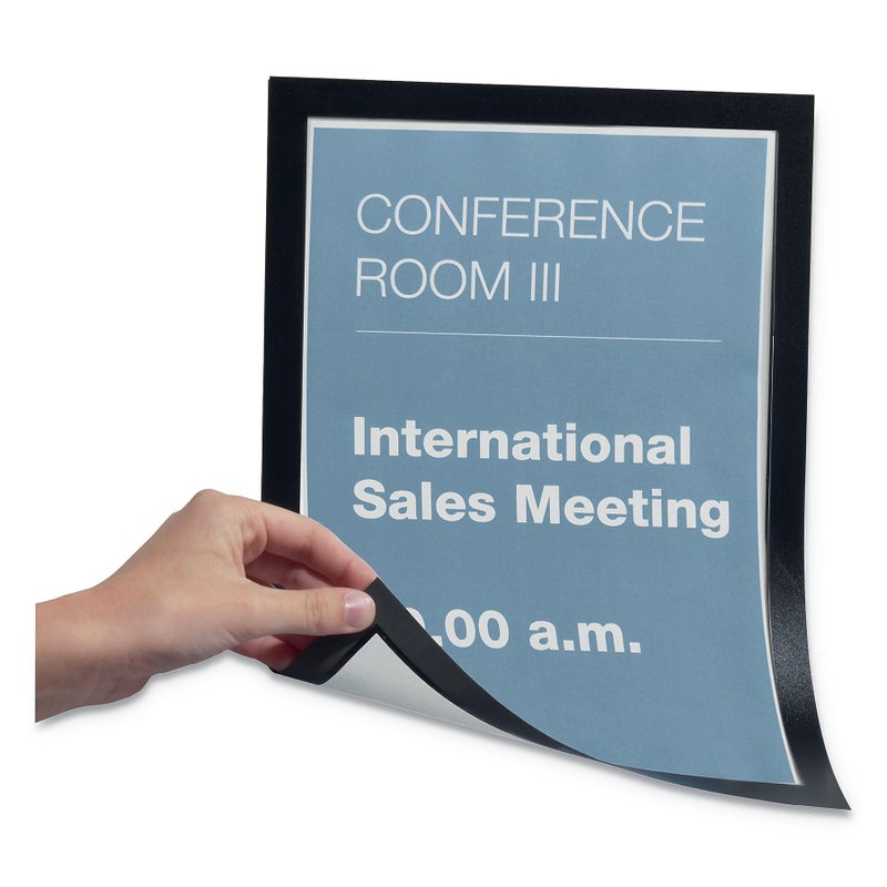 Durable Duraframe Sign Holder - Letter-Size 8.5" x 11" Inch - Black Magnetic Frame - Wall Mount, Pack of 2 - Image 3